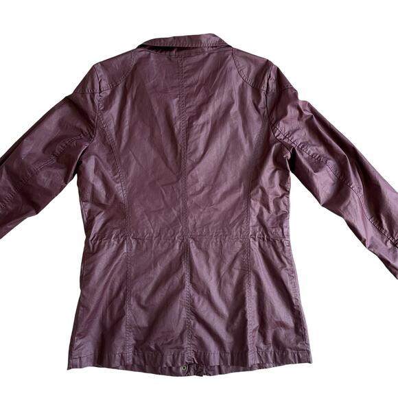 BANANA REPUBLIC Womens Utility Jacket Size M Waxed Coated Canvas Burgundy VTG - Picture 11 of 16